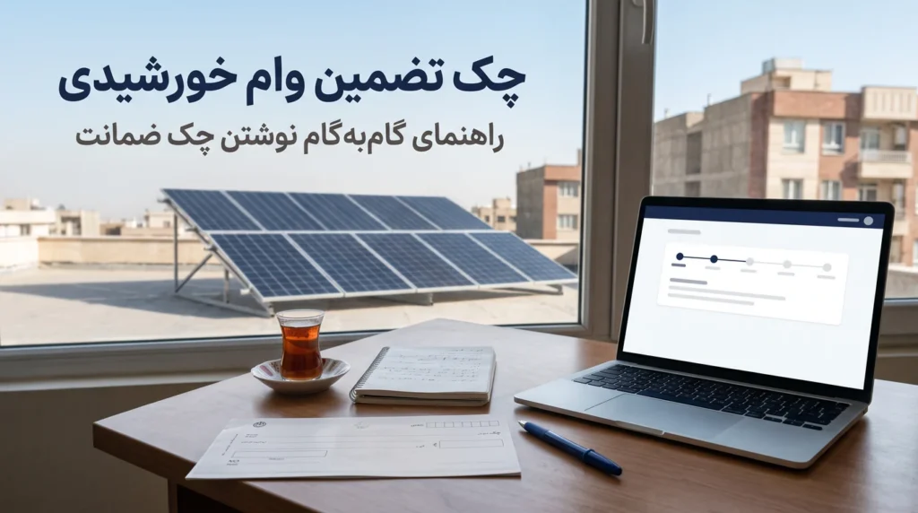 نحوه پر کردن چک تضمین وام خورشیدی؛ راهنمای گام‌به‌گام نوشتن چک ضمانت