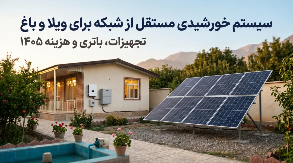 سیستم خورشیدی مستقل از شبکه برای ویلا و باغ؛ تجهیزات، باتری و هزینه ۱۴۰۵