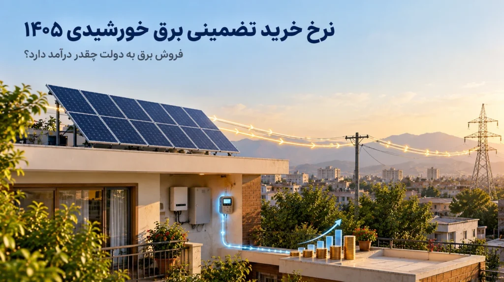 نرخ خرید تضمینی برق خورشیدی ۱۴۰۵؛ نیروگاه خورشیدی خانگی روی پشت‌بام و فروش برق به شبکه