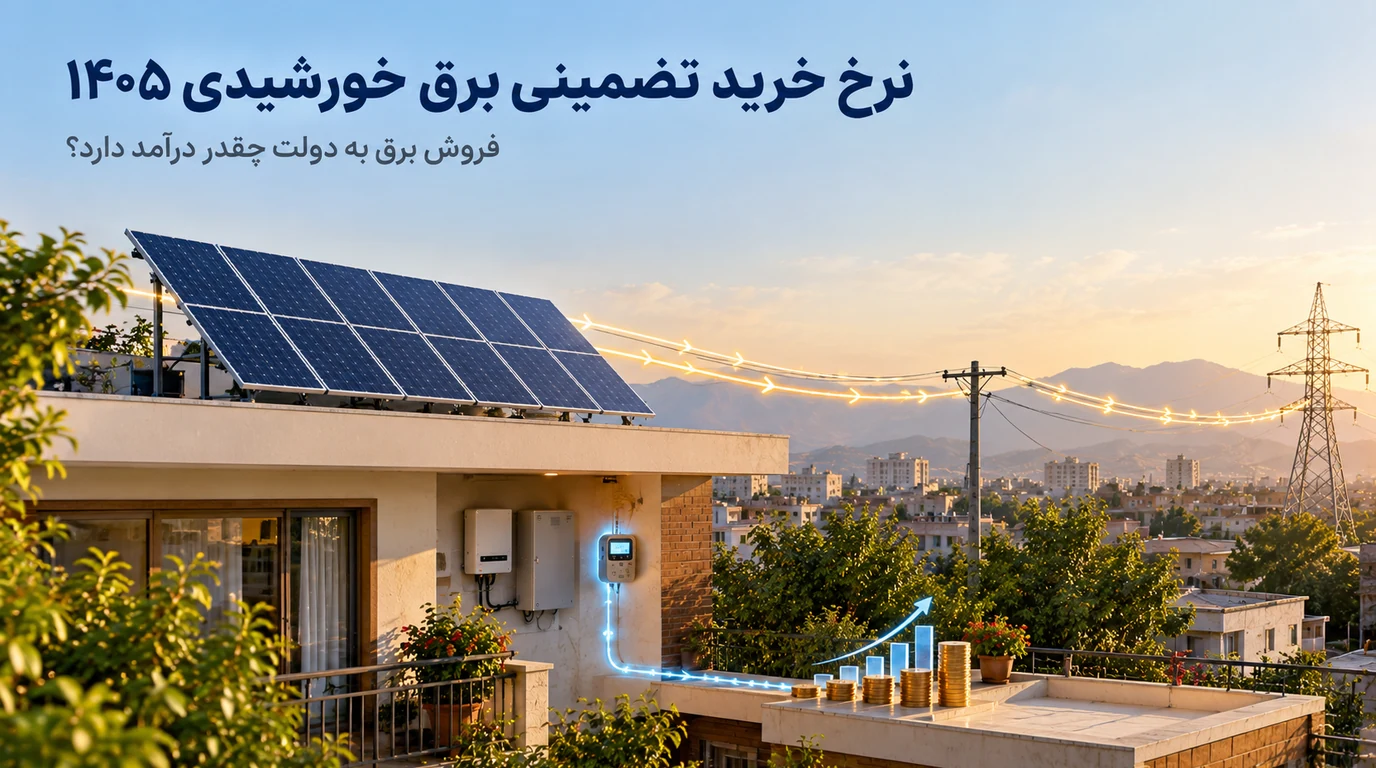 نرخ خرید تضمینی برق خورشیدی ۱۴۰۵؛ نیروگاه خورشیدی خانگی روی پشت‌بام و فروش برق به شبکه